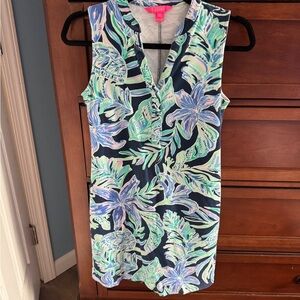 Lilly Pulitzer Tropical Print Sleeveless Blouse - Blue and Green